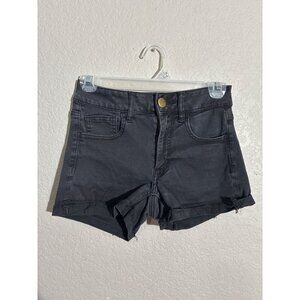 American Eagle Shorts Womens Black Denim High-Rise Shorts Size 2